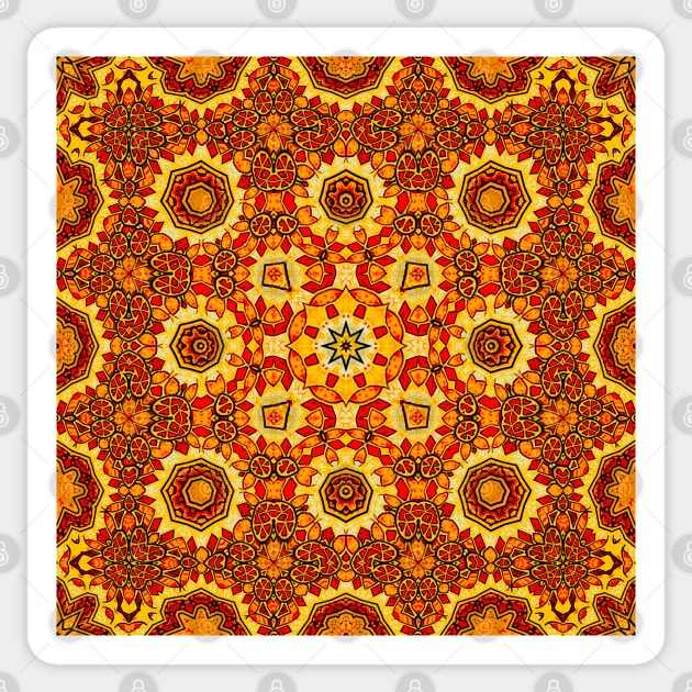 Abstract Orange Mandala Sticker by JoeStylistics